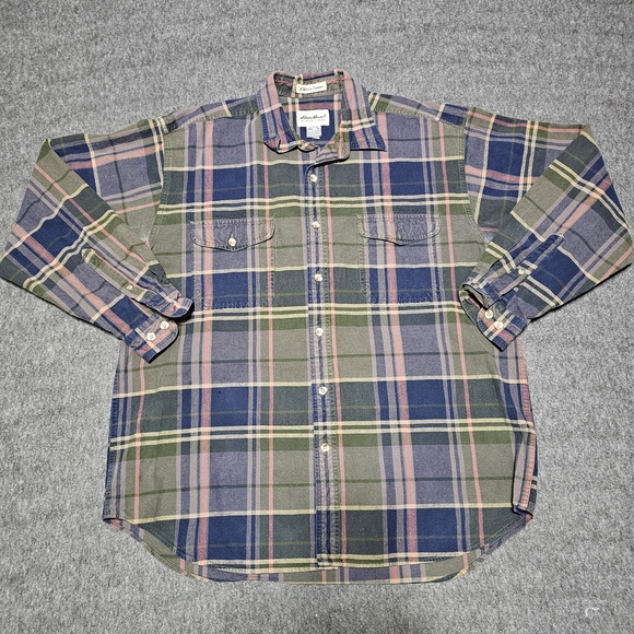Eddie Bauer Other - Vintage Eddie Bauer Elkhorn Canvas Plaid Flannel Shirt XL